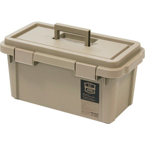 【特長】■オールサンドベージュカラーの耐久性に優れた工具箱です。■スプレー缶などの高さのある物を立てたまま収納できる「コの字型トレー」付きです。■トレーが付いているので小物の収納もできます。【用途】■様々な商品の収納に。【仕様】■容量(L)：13■色：サンドベージュ■外形寸法(mm)間口：490■外形寸法(mm)奥行：255■外形寸法(mm)高さ：238■有効内寸(mm)間口：391■有効内寸(mm)奥行：171■有効内寸(mm)高さ：194■耐荷重(kg)：10【材質・仕上】■本体：ポリプロピレン■バックル：ABS樹脂