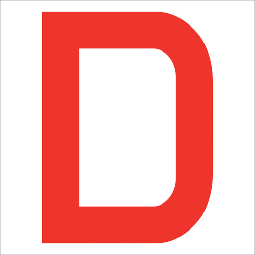 グリーンクロス カッティングステッカー 英字D 文字高100mm 赤 6300008247 【256-3708】