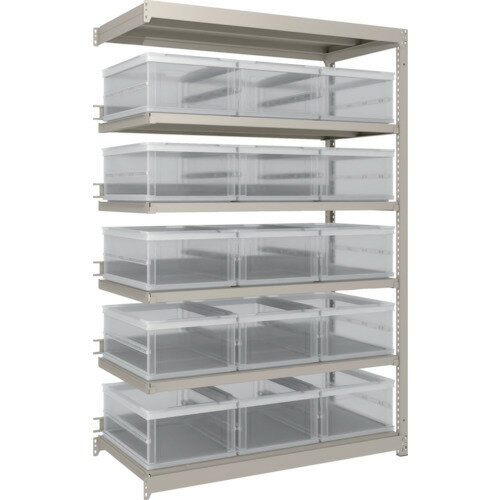 TRUSCO スチールラック M1．5型 オリコン保管タイプ H1800XW1160XD595 TSK−О30B透明X15個付 連結 M1.5-..