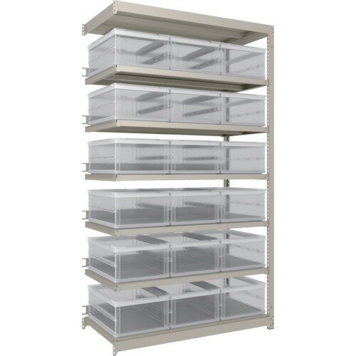 TRUSCO スチールラック M1．5型軽中量棚 オリコン保管タイプ H2100XW1160XD595 TSK−О30B透明X18個付 連..