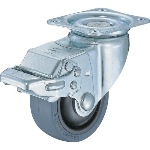 ハンマー 静音旋回式ゴム車輪（ナイロンホイール・ベアリング）75mm ストッパー付 ...