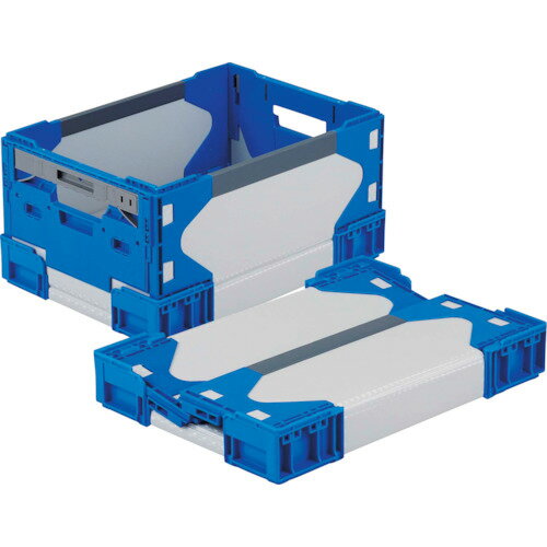 リス リットハイブリッド折りたたみコンテナ 637525 LT−RS−SM21グレー／ダークブルー433×308×215 LTRSS..