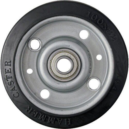 【特長】■グレー車もできます。■100mm/125mm/150mmは導電車輪もできます。(黒色)【仕様】■車輪径D(mm)：100■タイプ：車輪■穴径d(mm)：10■100mm　ゴムB車輪■ゴム車輪■スチールホイール■ラジアルボールベアリ...