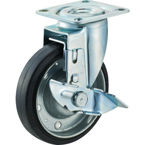 ハンマー 軽量キャスター 旋回式ゴム車輪 150mm ストッパー付 4132S-1R150 【342-2453】(4)
