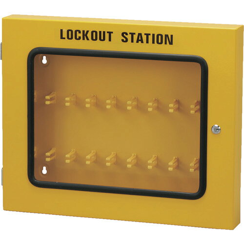 緑十字 ロックアウトステーション KBL-2 フック掛けタイプ 黄 450×560×70mm 5．5kg 199122 【353-8797】