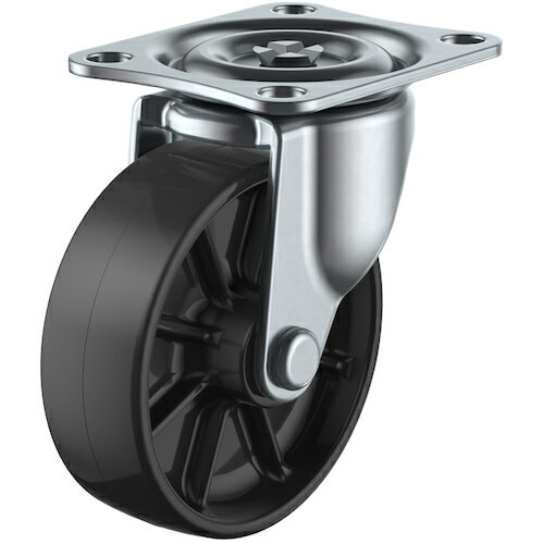 ユーエイ プレート式 自在 キャスター 黒ナイロン 車輪径38mm Gタイプ G型 取付寸法36×28 G-38BN 【364..