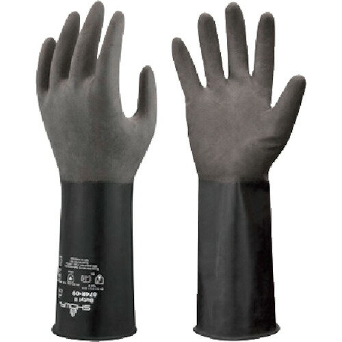 ショーワ 耐薬品手袋 No874R ブチルゴム製化学防護手袋 XLサイズ ブラック 黒 NO874R-XL BK 【407-5287】