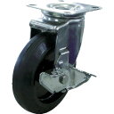 ユーエイ プレート式 自在 ステンレスキャスター ゴム 車輪径130mm ストッパー付き Jタイプ SUS−J−S型 取付寸法82×82(75×75) SUS-NRJ-130S 【440-5757】(4)