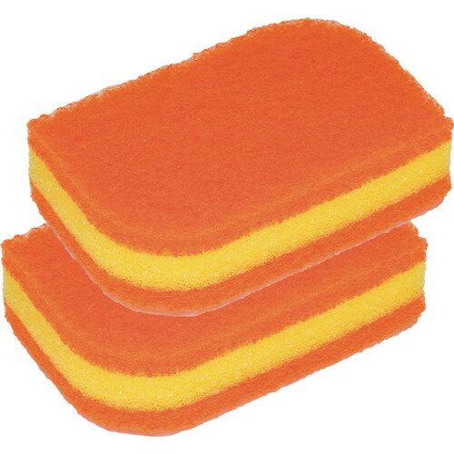 3M スコッチ・ブライトTM 抗菌ウレタンスポンジたわし（リーフ型／3層）2個パック（オレンジ） SS72KE-..