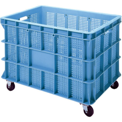 積水 BS型メッシュコンテナ BS−200 キャスター付（自在2ケ固定2ケ） 青 BS-200K B 【460-6019】