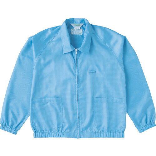TRUSCO 制電糸グリッド仕様ジャケット（衿付） ブルー L TCLGJ-B-L 【474-8531】