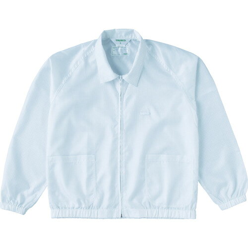 TRUSCO 制電糸グリッド仕様ジャケット（衿付） ホワイト L TCLGJ-W-L 【474-8573】