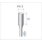 ナカニシ チタンコート超硬カッター 円筒(シングルカット) 刃径6.3mm 刃長12.7mm 21295 【476-1979】
