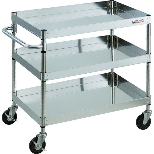 TRUSCO ステンレス製ワゴン クリーンフェニックスワゴン SUS304 W600×D400×H740 3段 導電性ゴム車輪 CPE3-763SD 【488-1010】