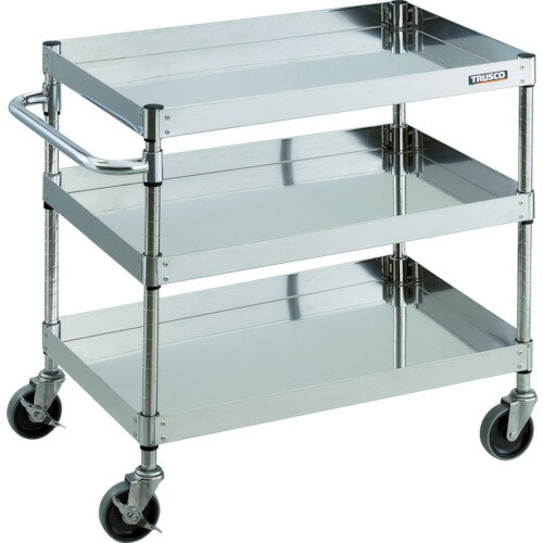 TRUSCO ステンレス製ワゴン クリーンフェニックスワゴン SUS304 W900×D600×H740 3段 SUS金具 CPE3-793S..