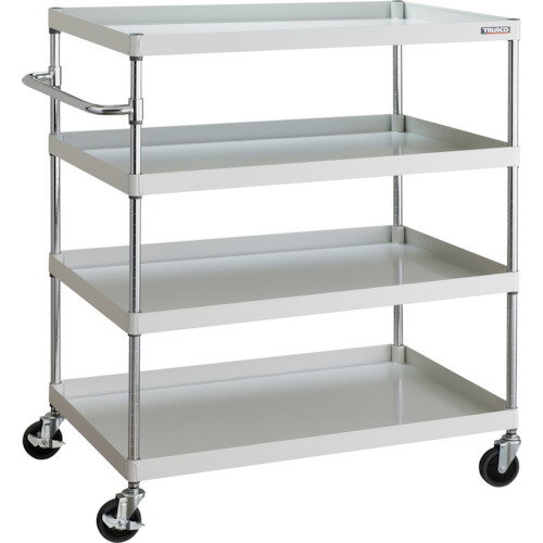 TRUSCO ツールワゴン フェニックスワゴン 省音 1000X650XH1200 4段 ホワイト PEW-12104-W 【488-1923】