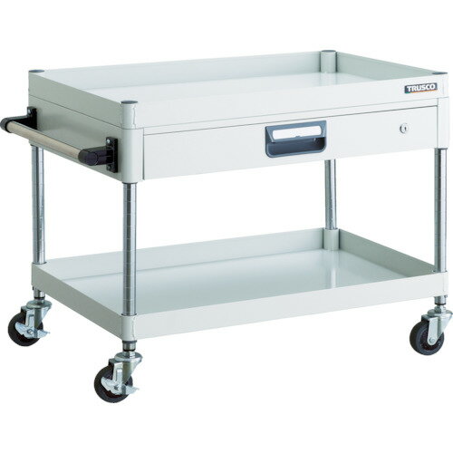 TRUSCO ツールワゴン フェニックスワゴン 省音 750X500 薄型1段引出付 ホワイト PEW-672Z-W 【488-2792】