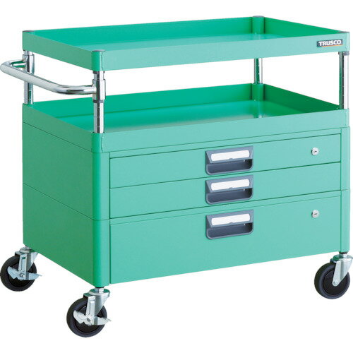 TRUSCO ツールワゴン フェニックスワゴン 省音 750X500XH740 引出付 ヤンググリーン PEW-772VX-YG 【48..