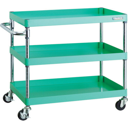 TRUSCO ツールワゴン フェニックスワゴン 750X500 3段 Φ75ゴム車輪 ヤンググリーン PEW-773-G75-YG 【4..