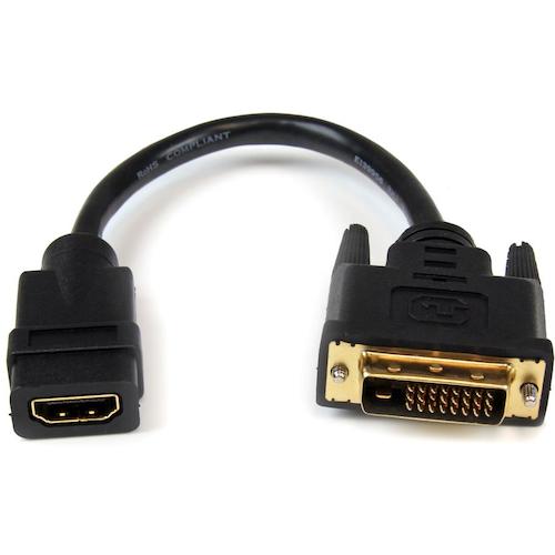 スターテック ディスプレイ変換ケーブル／HDMI - DVI-D／20cm／HDMIメス・DVIオス HDDVIFM8IN 【493-1395】