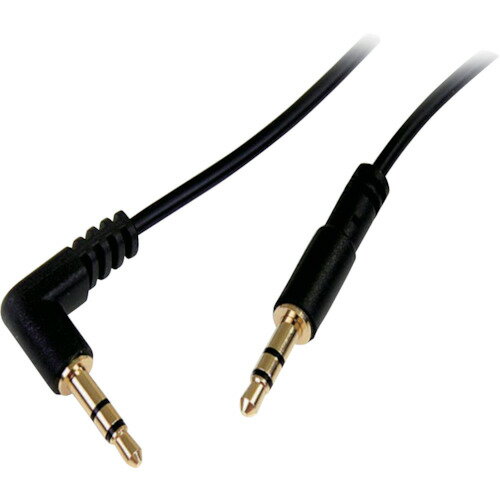 スターテック オーディオケーブル／3極ステレオミニ／91cm／片側L型／ブラック MU3MMSRA 【497-5432】