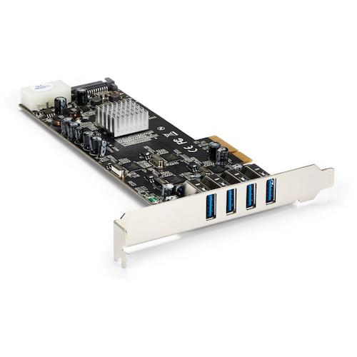 スターテック USB増設カード／PCIe 2．0 − 4x USB−A／5Gbps／SATA・LP4電源 PEXUSB3S44V 