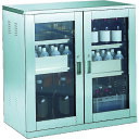 TRUSCO 耐震薬品庫 ガラス両開型 棚スライド式 900X500XH900 SW (SUS304) 【505-5580】