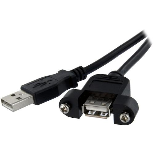 スターテック USB 2．0ケーブル／30cm／480Mbps／パネルマウント型／Type−A − Type−A／メス−オス USBPNLAFAM1 
