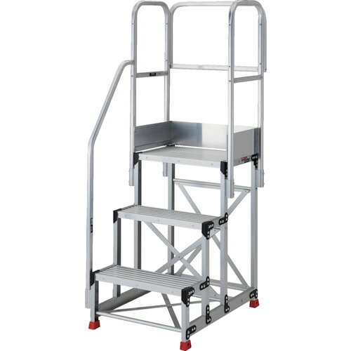 樂天商城 - TRUSCO アルミ製作業用踏台 3段 高さ0．9m 天板寸法600×400 ステップ奥行250mm 階段片手すり天場三方付き TSF-36259-TKS300 【551-5648】