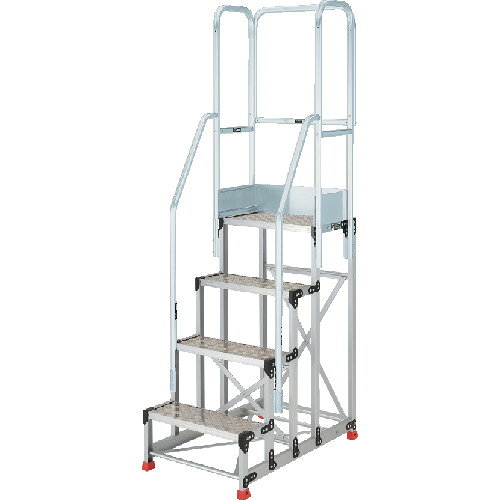 TRUSCO アルミ製作業用踏台 縞板タイプ 4段 高さ1．2m 天板寸法600×400 段高300mm ...