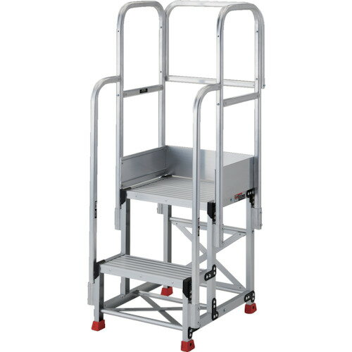 TRUSCO アルミ製作業用踏台 2段 高さ0．5m 天板寸法800×400 段高250mm フルセット手すり付き TSF-285-T..