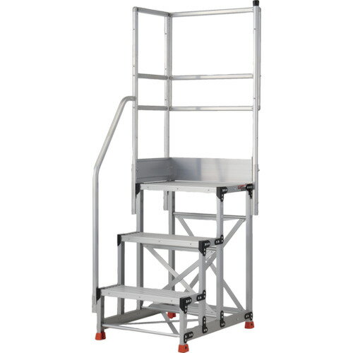 乐天商城 - TRUSCO アルミ製作業用踏台 3段 高さ0．9m 天板寸法600×400 段高300mm 階段片手すり天場二方付き TSF-369-TKL300 【552-0396】