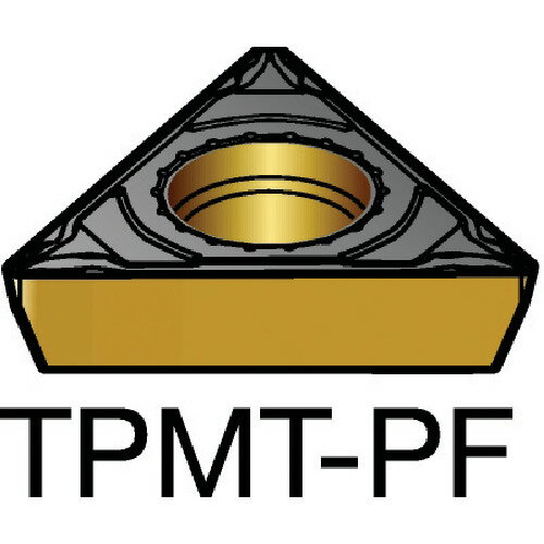 【特長】■優れた加工面粗さやシャープな切れ刃が必要な場合に最適です。■耐衝撃性に優れているため軽切削断続加工向けです。【用途】■一般旋削鋼加工用。■低炭素鋼から低合金鋼の仕上用、中低切削速度ではねばい合金鋼用。【仕様】■適合被削材：PM■チップ形状：三角形■刃長(mm)：10.5985■厚さ(mm)：3.175■コーナ半径(mm)：0.3969■チップ逃げ角(°)：11■コーティング：TiCN+Al2O3+TiN■加工形態：仕上げ切削■ブレーカー：PF■薄いCVDコーティングと超微粒子母材の超硬材種