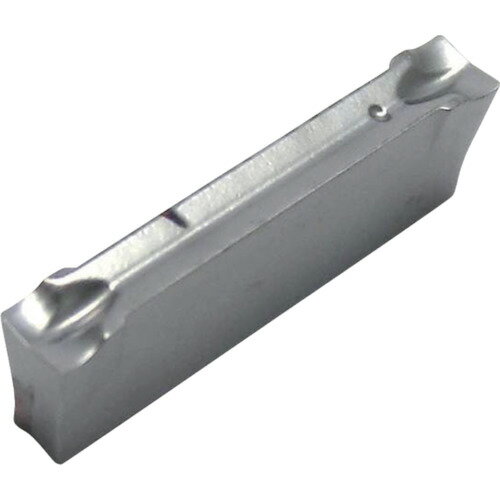 【特長】■2コーナー使いで経済的です。■ねじれ刃構造（チップ長さ以上の加工が可能です）。4mm幅以上のチップは前切り刃と後ろ切り刃がねじれているため、ホルダーにチップをセットした時、後ろ切れ刃は見かけ上狭くなり被削面に接触しません。【用途】■突っ切り加工用。【仕様】■2.2mm幅チップ勝手なし右勝手チップ【材質・仕上】■SUS・鉄系対応チップ（コーティング）