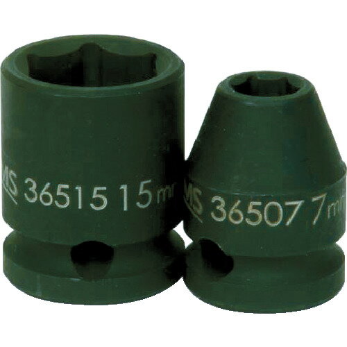 WILLIAMS インパクト用ソケット ショート 3／8 6角 対辺寸法16×全長27mm JHW36516 【757-6536】