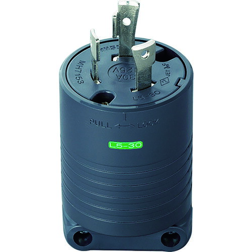 明工 接地2P30A引掛プラグ（L5−30）30A．125V（黒） MH7153B 【780-6418】