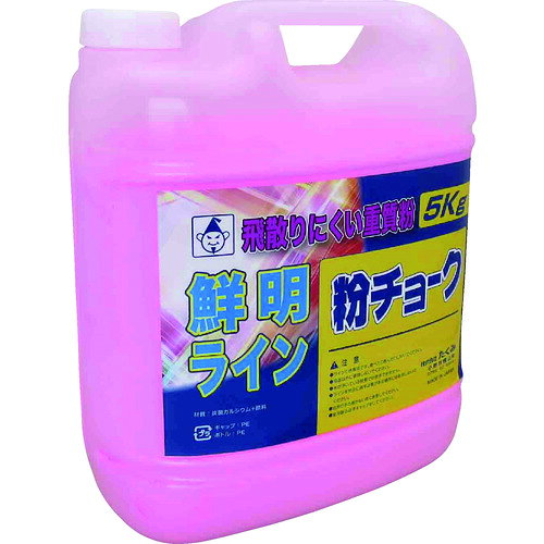 【特長】■飛び散りにくい重質粉チョークです。■密閉容器入りで湿気による粉チョークの変質を防ぎます。【用途】■チョークライン用に。■チョークライン用粉チョーク【仕様】■色：蛍光ピンク■容量(g)：5000■ボトルサイズ(mm)：直径約60×195【材質・仕上】■炭酸カルシウム