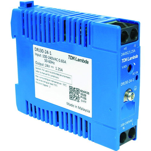 TDKラムダ DINレール取付専用ユニット型電源 DRJ 30W ブロック端子 DRJ30-24-1 【788-5911】