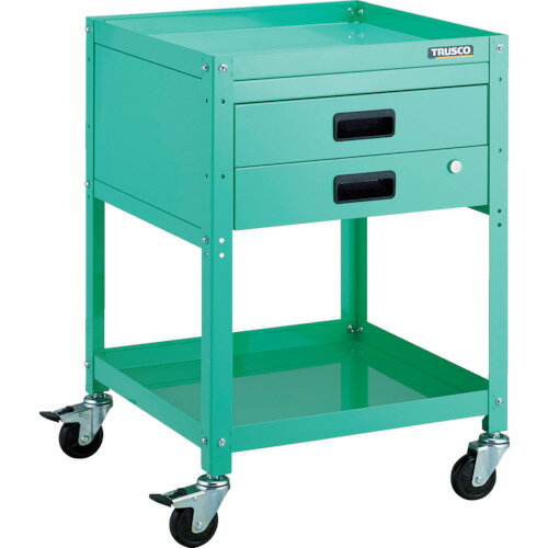 TRUSCO ツールワゴン ラビットワゴン 500X500 引出2段付 ゴム車輪 ヤンググリーン RBW-752X YG 【818-3..