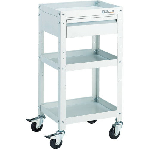 TRUSCO ツールワゴン ラビットワゴン 400X350 引出1段付 ゴム車輪 ホワイト RBW-843V W 【818-3189】