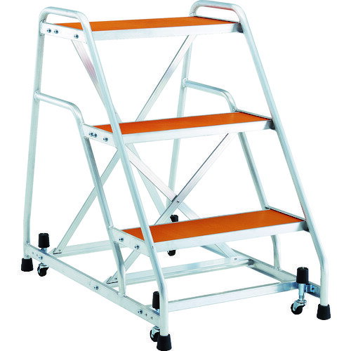 TRUSCO アルミ製作業用踏台 マグネット保持キャスター 高さ0．9m3段 TAF-93MG 【836-6923】