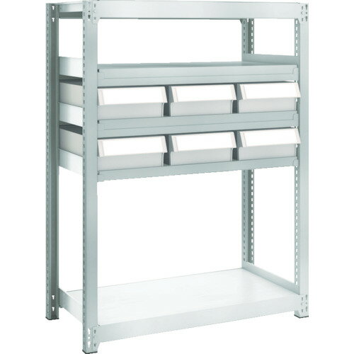 TRUSCO スチール製軽中量ボルトレス棚 M2型 樹脂ネオグレー引出付 W860×D450×H1200 大×6 M2-4345-F6 【..