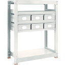 TRUSCO スチール製中量ボルトレス棚 M3型 スチール引出付 W900×D471×H1200 大×6 M3-4355-B6 【856-3315】