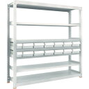TRUSCO スチール製中量ボルトレス棚 M3型 樹脂ネオグレー引出付 W1800×D471×H1800 小×2・大×12 M3-6657-E2F12 【859...