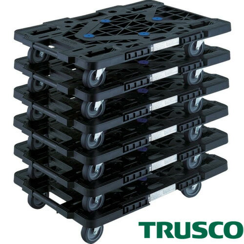 【初夏の限定クーポン発行】TRUSCO まとめ買い 樹脂製平台車 ルートバン 平台車 台車 荷台 MPK−600J−BK 6台セット MPK-600J-BK-M6 【856-4247】
