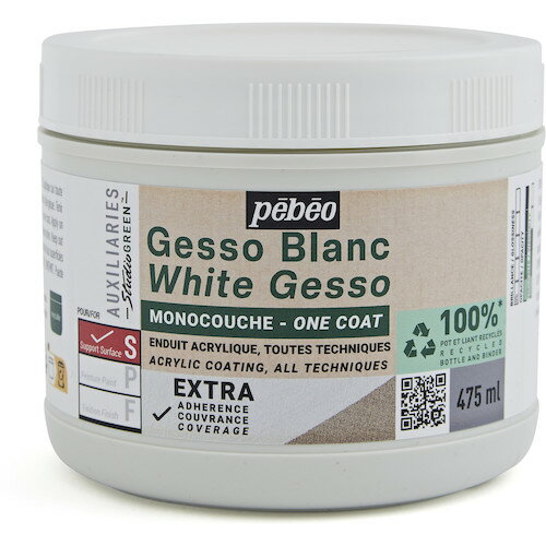 ペベオ・ジャポン Pebeo スチューディオ グリーン アクリリック ワンコートジェッソ 475ml 818615 【601-6631】