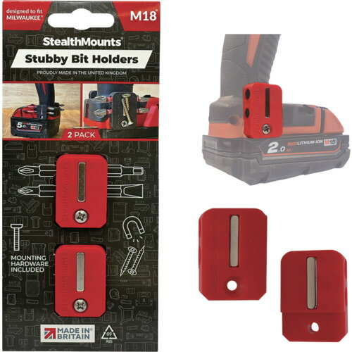 StealthMounts社 ステルスマウント StubbyビットホルダーミルウォーキーM18用（2個入り）レッド BH-M18-S-RED-2 【682-6545】