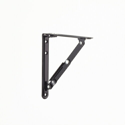 【特長】■折りたためる棚受け金具■使わないときはたためるので邪魔になりません。【用途】■作業テーブル、カウンターキッチン、クローゼットなどの棚受け金具としてお使いください。【仕様】■色：黒■幅(mm)：21■奥行(mm)：150■高さ(mm...