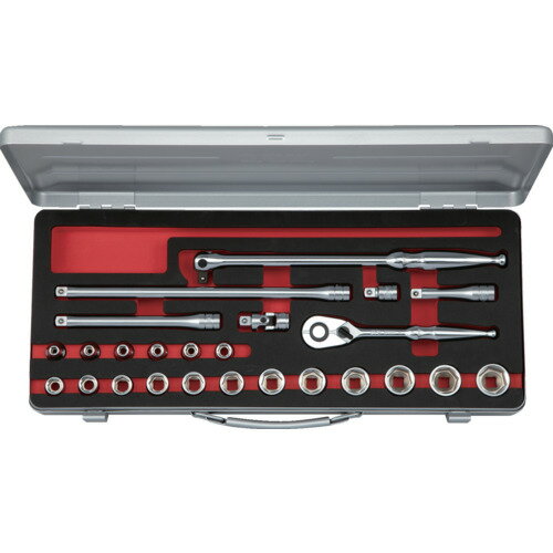 京都機械工具 KTC 9．5sq．ソケットセット（六角）［25点］ TB325A 【683-3774】