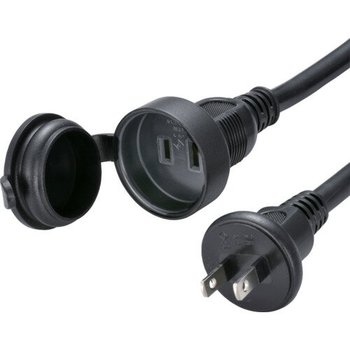 オーム電機 OHM 防雨型作業用フタ付きコード1口5m黒 HS-EW1050F3-K 【688-9588】